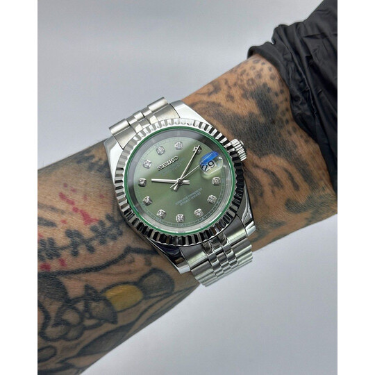 Custom Seiko Mod • Olive Green Diamond DateJust • 39mm